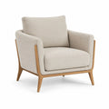 Sessel Armlehnsessel 75 cm x 78 cm x 85 cm Polstersessel mit Holzrahmen Beige Naturholz rechteckig