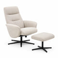 Relaxsessel mit Hocker Drehstuhl 360° drehbar Polstersessel mit Fußhocker Beige Metallgestell