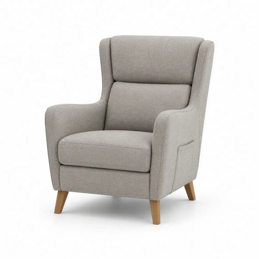 Sessel Polstersessel mit Armlehnen Polyesterstoff Beige Massivholzbeine 75 cm x 80 cm x 95 cm