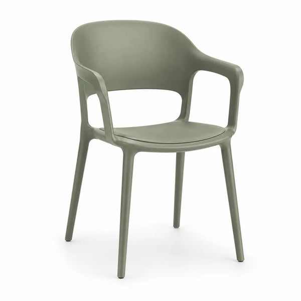 Esszimmerstuhl Kunststoff Armlehnen stapelbar Monoblock PP Olivgrün 80 cm 55 cm 57 cm