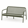 Gartenbank 2-Sitzer Stahl pulverbeschichtet Latten Design Olivgrün 130 cm x 60 cm x 75 cm rechteckig mit Armlehnen