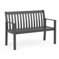 Gartenbank 3 Sitzer mit Rückenlehne Armlehnen pulverbeschichtetes Aluminium rechteckig Dunkelgrau 150 x 60 x 88 cm