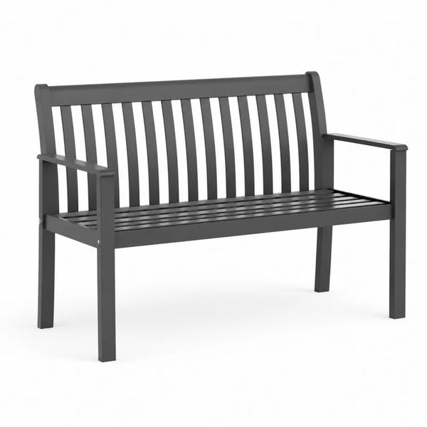 Gartenbank 3 Sitzer mit Rückenlehne Armlehnen pulverbeschichtetes Aluminium rechteckig Dunkelgrau 150 x 60 x 88 cm
