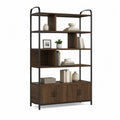 Bücherregal 120 cm x 180 cm x 35 cm mit Metallrahmen und Unterschrank Dunkelbraun Schwarz rechteckig