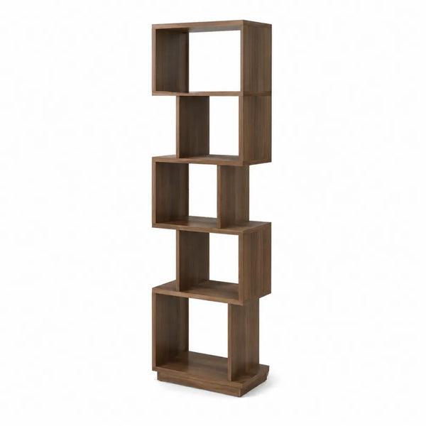 Standregal 5 Fächer versetzt 45 x 25 x 170 cm MDF Walnuss Braun rechteckig