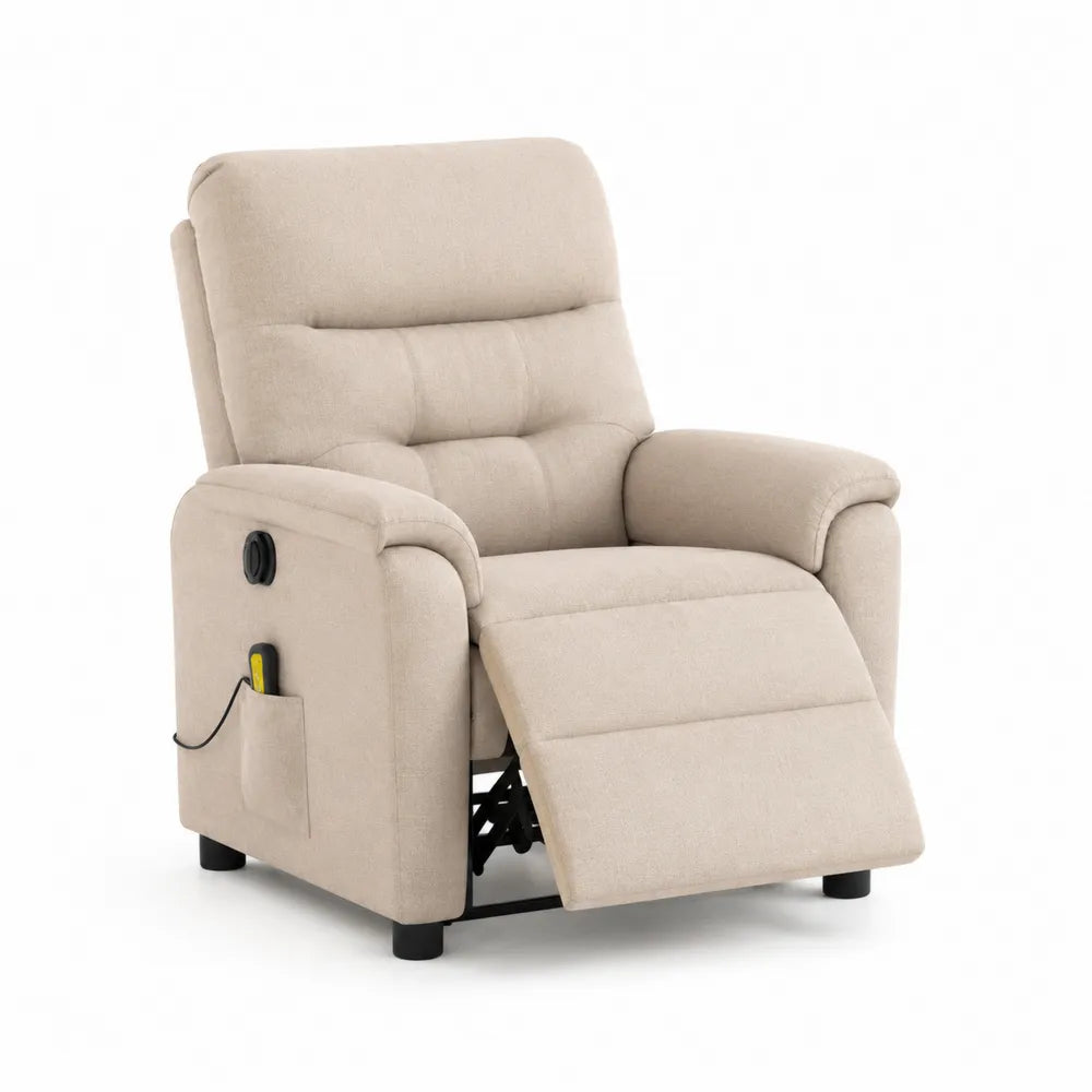 Relaxsessel Fernsehsessel 85 x 90 x 105 cm verstellbare Fußstütze Mikrofaser Stahlmechanik Beige Schwarz