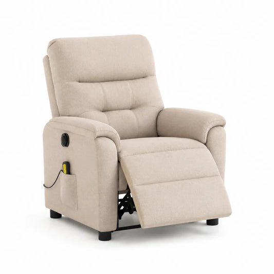 Relaxsessel Fernsehsessel 85 x 90 x 105 cm verstellbare Fußstütze Mikrofaser Stahlmechanik Beige Schwarz