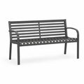 Gartenbank 2-Sitzer 120 cm x 60 cm x 80 cm Stahl pulverbeschichtet Dunkelgrau rechteckig mit Armlehnen